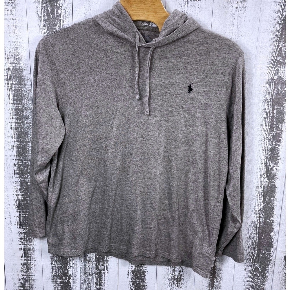 Polo Ralph Lauren T-Shirt Hoodie Mens XXL Gray Long Sleeve Lightweight